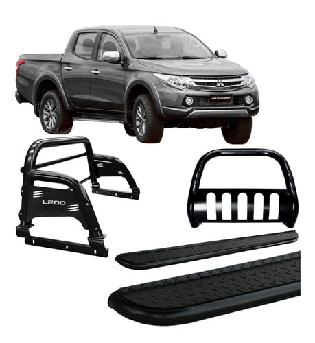 Kit Quebra Mato=estribo=santo Antônio H3 20 L200 Preto