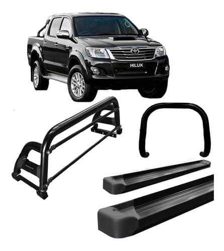 Kit Quebra Mato+estribo Pl+sant Antonio H2 Hilux 05/15 Preto