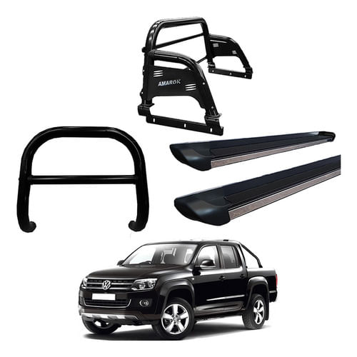 Kit Quebra Mato Estribo Person Santo Anth3 Amarok Cd Preto