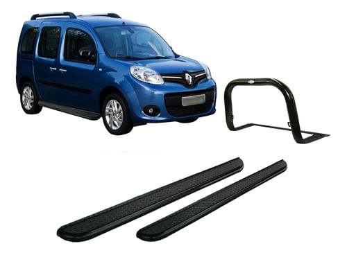 Kit Quebra Mato Estribo Chapa Kangoo Cor Preto