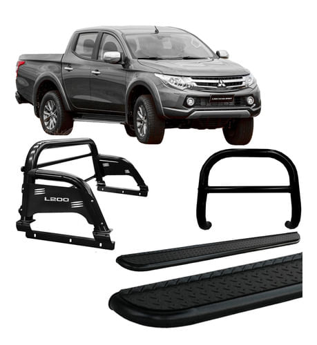 Kit Quebra Mato=estribo=santo Antônio H3 020 L200 Preto