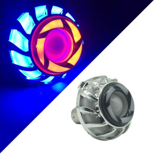 Unidade Angel Eyes 2 Polos Projetor Rgb Strobo Para Motos