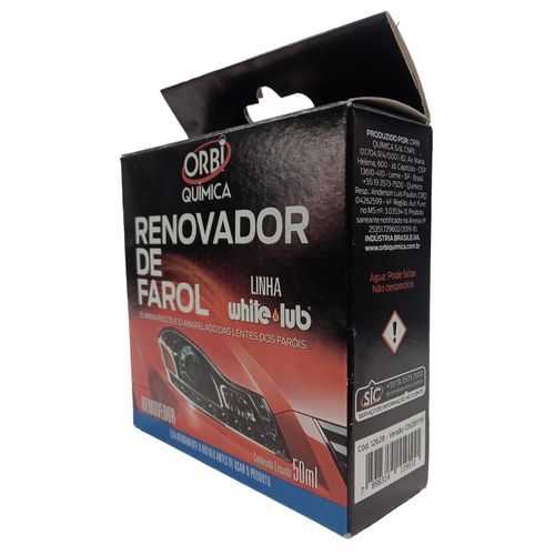 Renovador de Farol 50ml  Elimina Riscos e Amarelados do Farol - Orbi Química