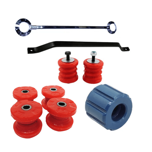 Barra estrutural superior + Barra estrutural Inferior + Coxim frontal motor AP Longitudinal + Coxim Lateral + Bucha da Bandeja em PU