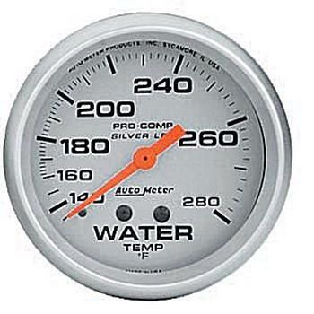 Instrumento Medir Temperatura Água 140º - 280º F - Mecânico - 2" 5/8"- Pro Comp Silver com Líquido - AUTO METER