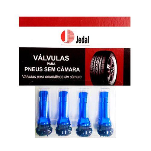 Kit com 4 peças de Bico de pressão azul ( Valvula de pneu ) - TR414