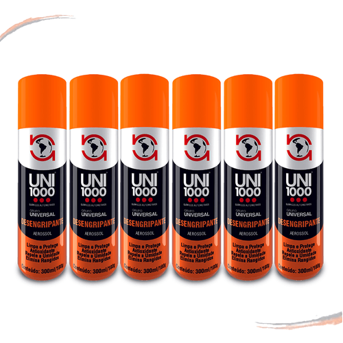6 Spray Uni1000 Produtos Multiuso Desengripa-Lubrifica 300ML