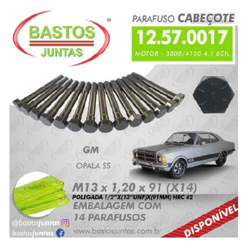 PARAFUSO DE CABECOTE - GM C10 CARAVAN OPALA 6CIL 230 250 292