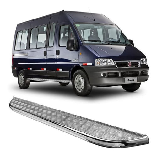 Estribo Chapa Ducato Teto Alto Roda a Roda 2,5" Cromado