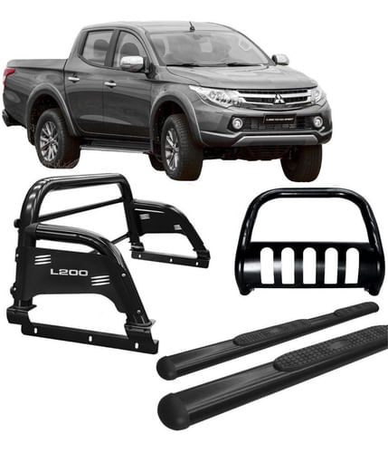 Kit Quebra Mato Estribo Oval Santo Antônio 20 L200 Preto