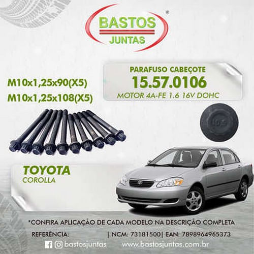 PARAFUSO DE CABECOTE - TOYOTA COROLLA 1.6 1.8 16V ATE 2002