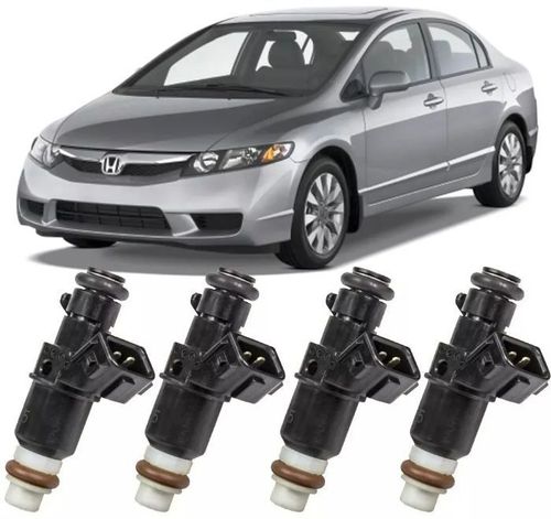 Kit de 4 Bico Injetor New Civic 1.8 16V Flex de 2006 a 2011 com 8 Furos