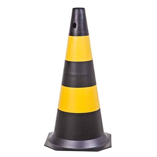 Cone sinalizador 75 centímetros preto e amarelo - Plastc