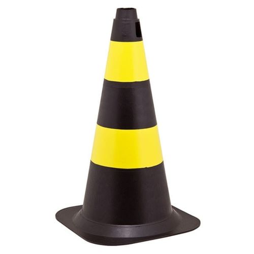 Cone sinalizador 50 centímetros preto e amarelo - Plastc