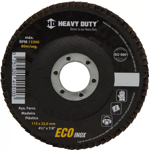 Disco Flap Eco Inox de Fibra Cônico 4.1/2 Grão 120 - HEAVY DUTY