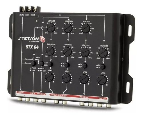 Crossover Stetsom STX64 4 Canais RCA Preto Automotivo