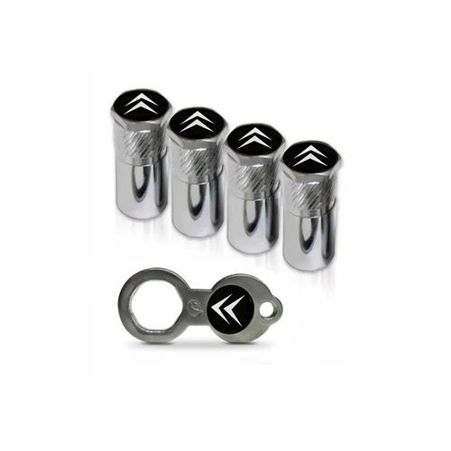 Jogo De Tampa Com Antifurto Para Ventil Do Pneu Com Emblema Citroen - 4 Peças