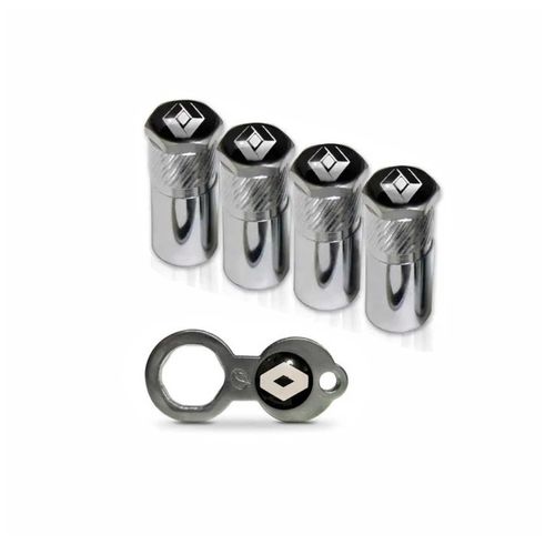 Jogo De Tampa Com Antifurto Para Ventil Do Pneu Com Emblema Renault - 4 Peças