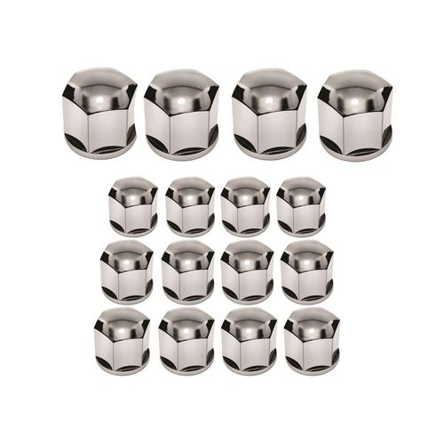 Jogo De Capa Cromado Para Parafuso Da Roda 17mm Sextavado - 16 Peças