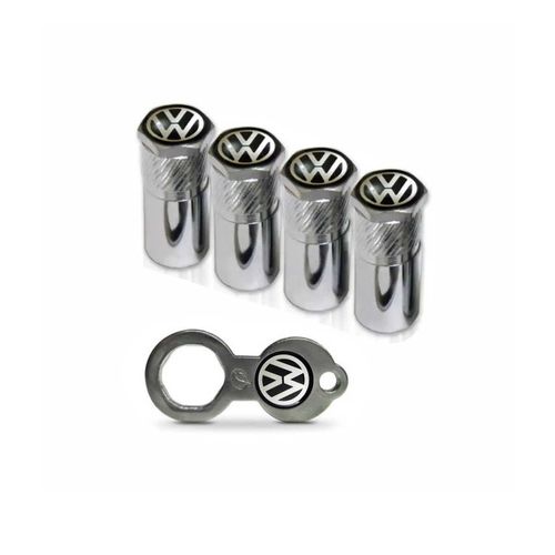 Jogo De Tampa Com Antifurto Para Ventil Do Pneu Com Emblema Volkswagen - 4 Peças