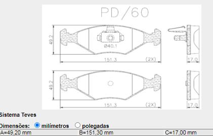 Pastilha Freio Dianteira Fiat Palio 1998 Sistema Teves