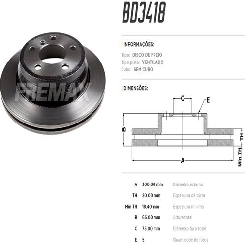 Disco Freio Traseiro Bmw 320 2014 A 2017