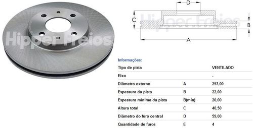 Disco Freio Dianteiro Fiat Tempra 8V 16V 1995 A 1999 Ventila