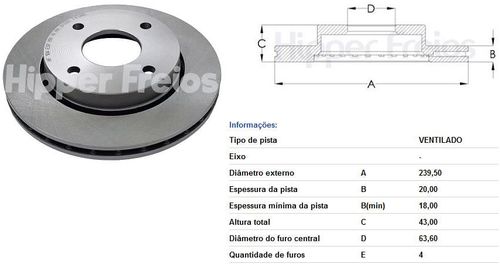 Disco Freio Dianteiro Fiesta 1.0 1.3 1.4 1997 A 2016 Ventila