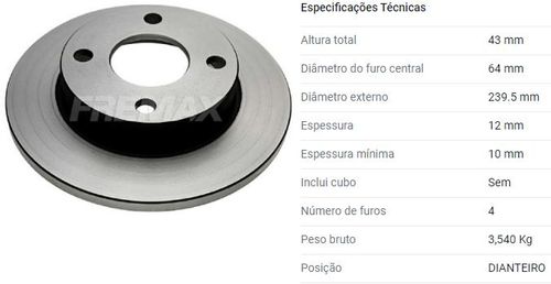 Disco Freio Dianteiro Fiesta 1.0 1.3 1996 A 2016 Solido