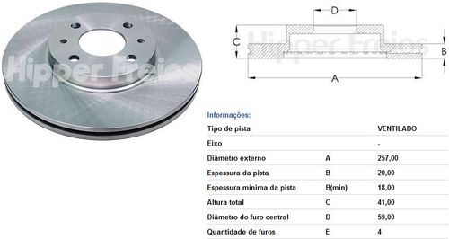 Disco Freio Dianteiro Fiat Tempra 8V 16V 1992 A 1994 Ventila