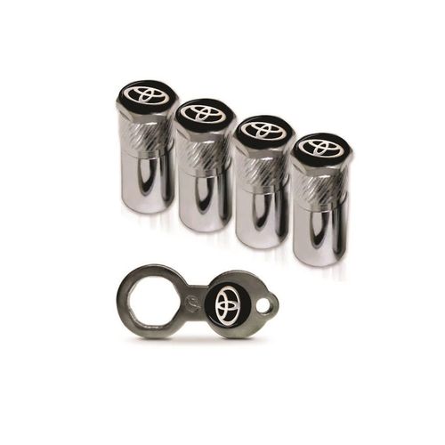 Jogo De Tampa Com Antifurto Para Ventil Do Pneu Com Emblema Toyota - 4 Peças